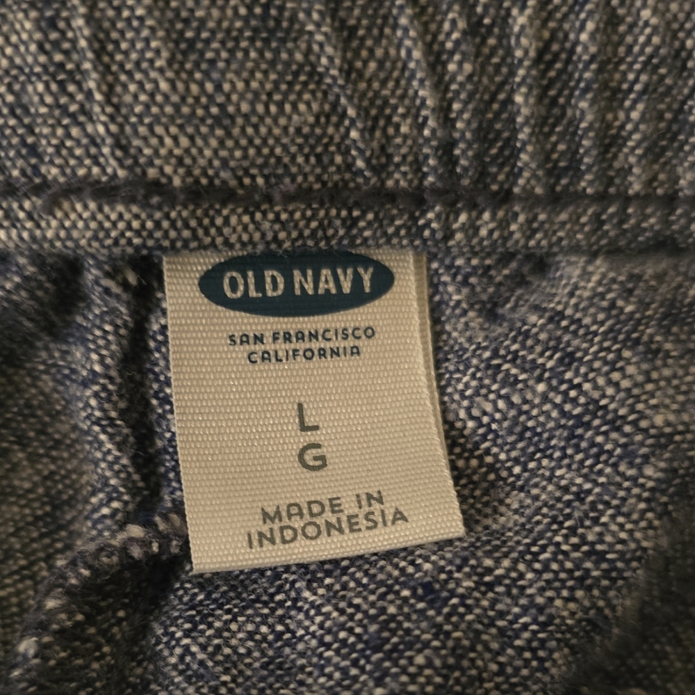 Old Navy Linen Blend Summer Casual Shorts Blue Pull On Elastic Waist Large - Picture 3 of 4